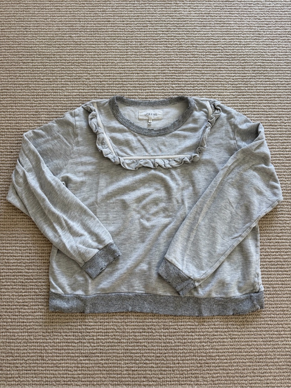 Shrunken Distressed Ruffle Bib Sweatshirt - Picture 3 of 8
